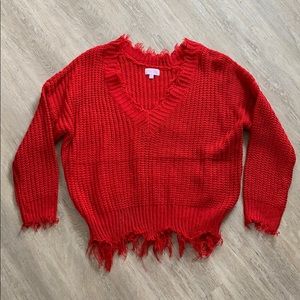 Pink lily fringed knit sweater!